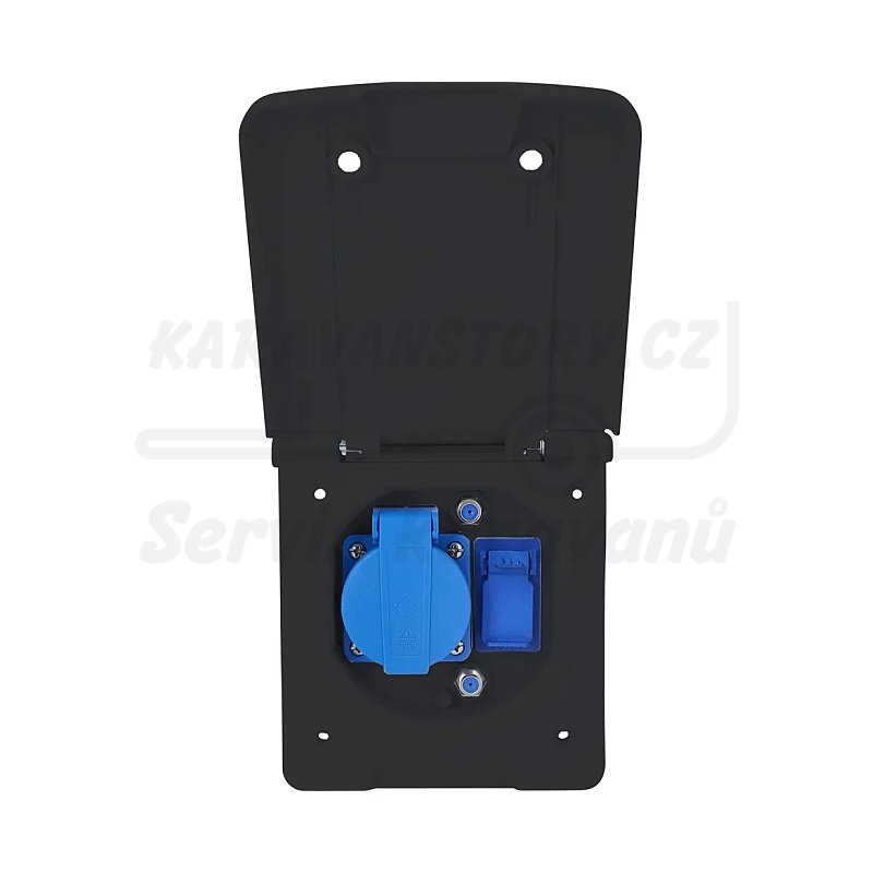 Schwabe multifunkční zásuvka pro karavany vč. 1x Schuko 230V/2x SAT/1x USB A/1x USB C - černá