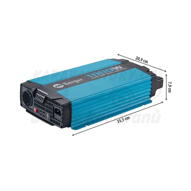 Čistě sínusový měnič napětí Berger 12V/230V - Vyberte výkon měniče: 1000W