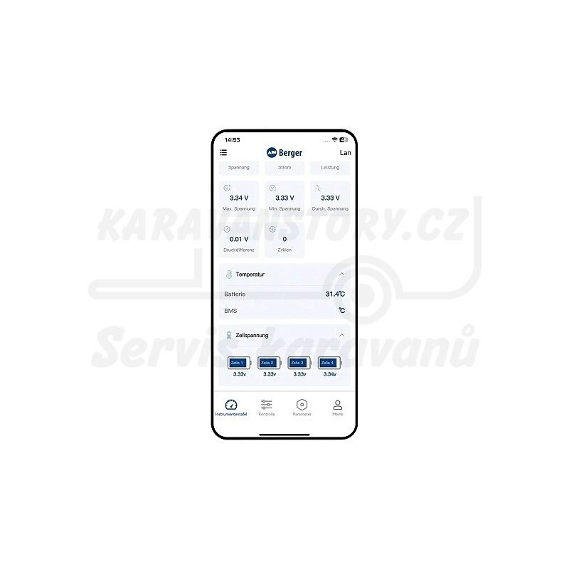 Lithiová baterie Berger LiFePO4 Pro 120 Ah 12V s Bluetooth a vyhříváním