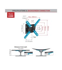 Barkan 2200. B - 2 pohybový do 200x200mm, pro TV 13"-43" (33-109cm),do 30kg