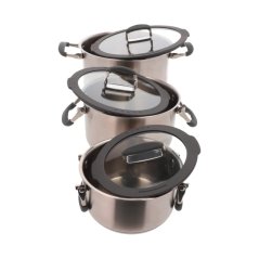 Sada 6 dílného nerezového nádobí Berger Silvera - skleněné poklice