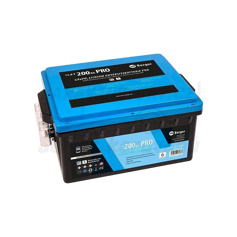Lithiová baterie Berger LiFePO4 200 Ah 12 V pod sedačku s Bluetooth a vyhříváním