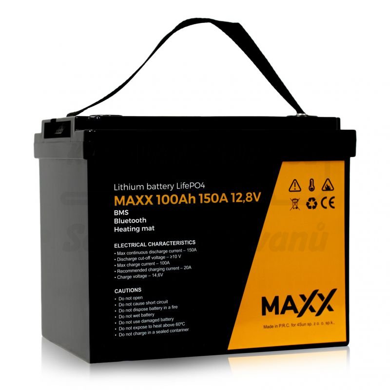 LiFePO4 akumulátor Maxx 12,8V, 100Ah (150A) BT + vyhřívání