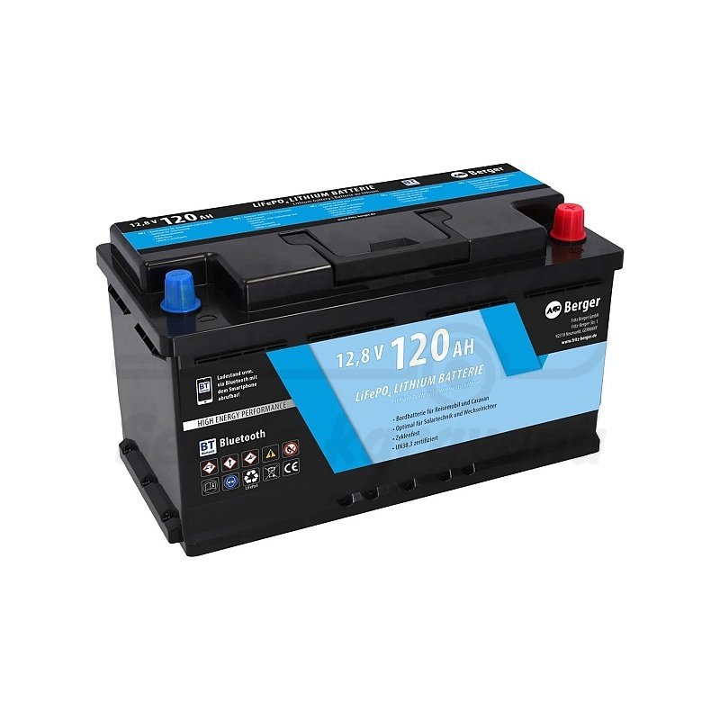 Lithiová baterie Berger LiFePO4 120 Ah 12 V s Bluetooth