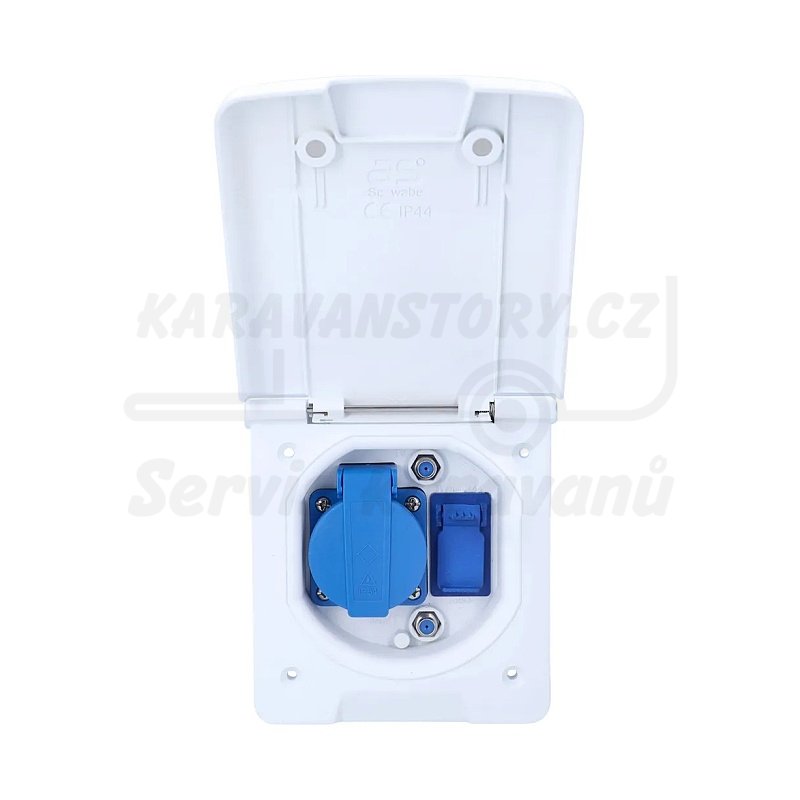 Schwabe multifunkční zásuvka pro karavany vč. 1x Schuko 230V/2x SAT/1x USB A/1x USB C