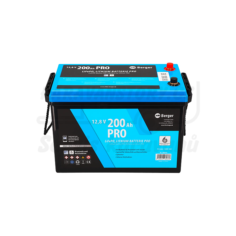 Lithiová baterie Berger LiFePO4 200 Ah 12 V s Bluetooth a vyhříváním