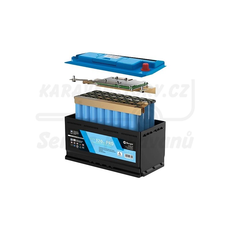 Lithiová baterie Berger LiFePO4 Pro 120 Ah 12V s Bluetooth a vyhříváním
