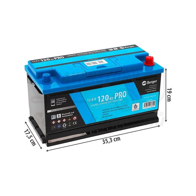 Lithiová baterie Berger LiFePO4 120 Ah PRO s BT a funkcí ohřevu