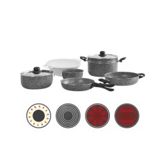 Sada 10 kusů nádobí Berger Stone Rock s nepřilnavým povrchem - granit