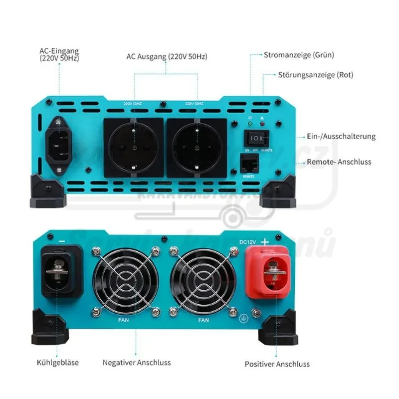 Renogy měnič napětí čistá sinusoida 12V 2000W