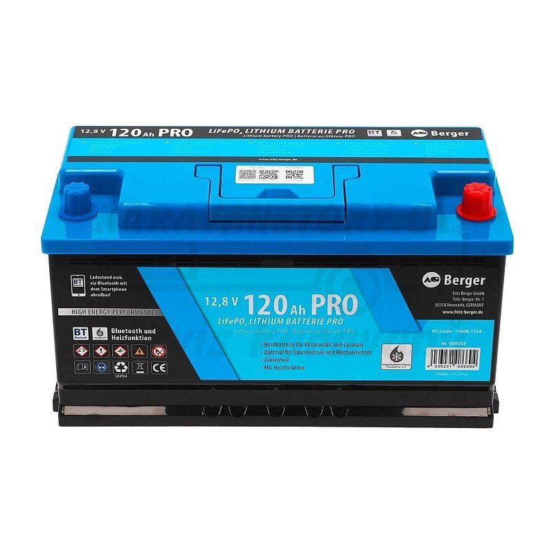 Lithiová baterie Berger LiFePO4 120 Ah PRO s BT a funkcí ohřevu
