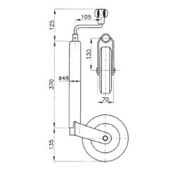 Kolečko opěrné KNOTT prům. 48 mm (plastový disk) 150 kg