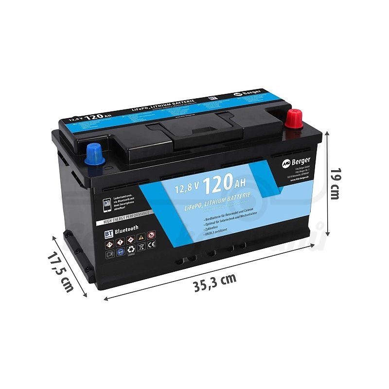 Lithiová baterie Berger LiFePO4 120 Ah 12 V s Bluetooth